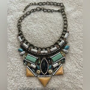 Baublebar statement necklace geometric yellow blue tribal